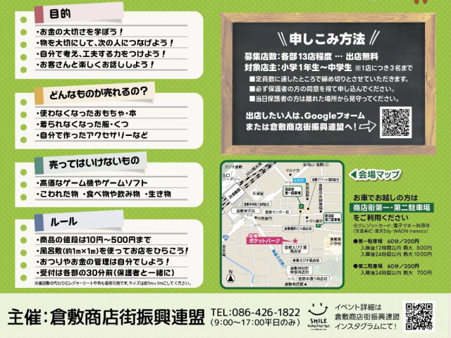 「商店街ふろしき市」の「出店方法（無料）」について